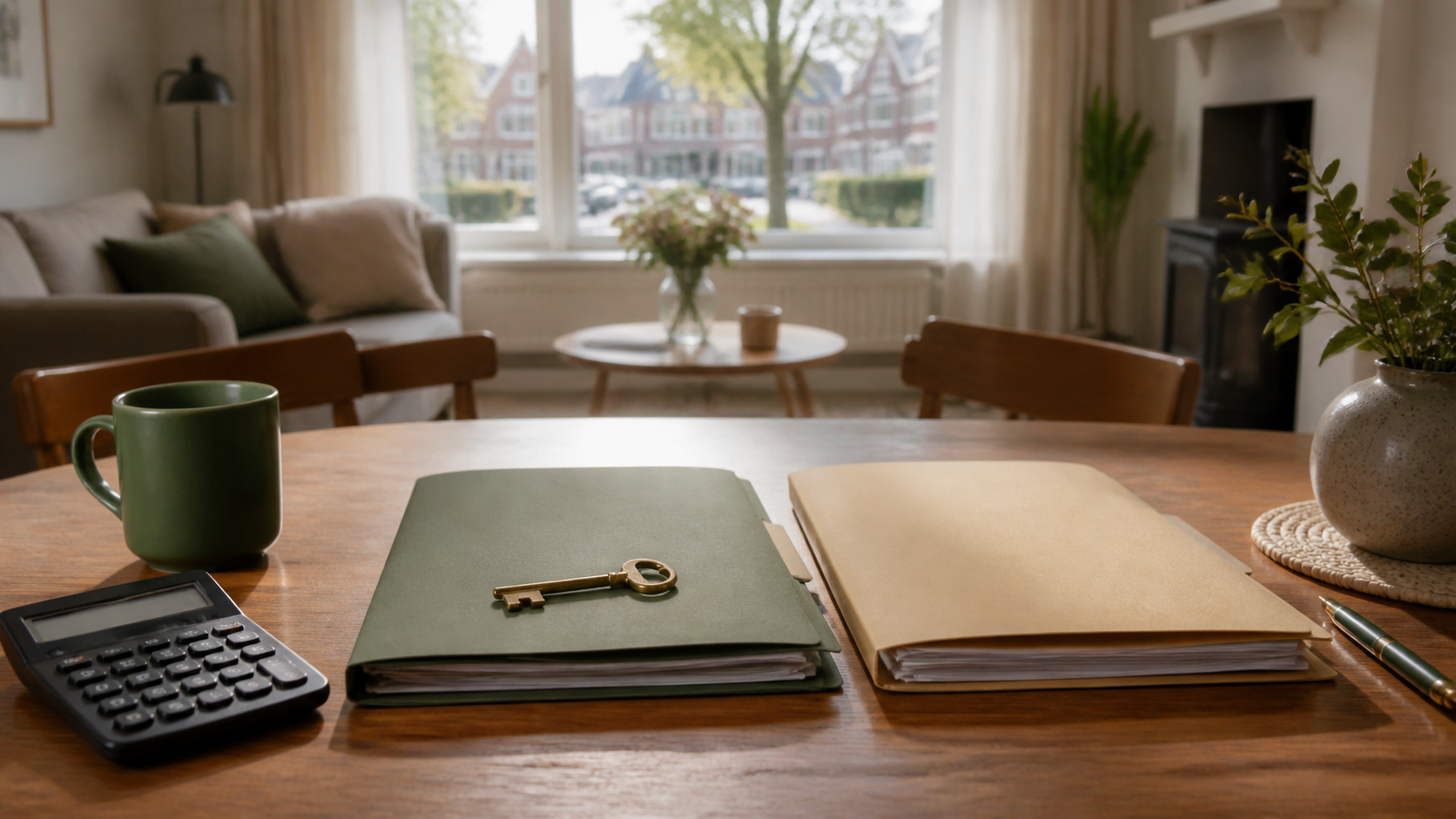 Twee mensen bekijken een taxatiedossier voor een eerlijke verdeling na een scheiding