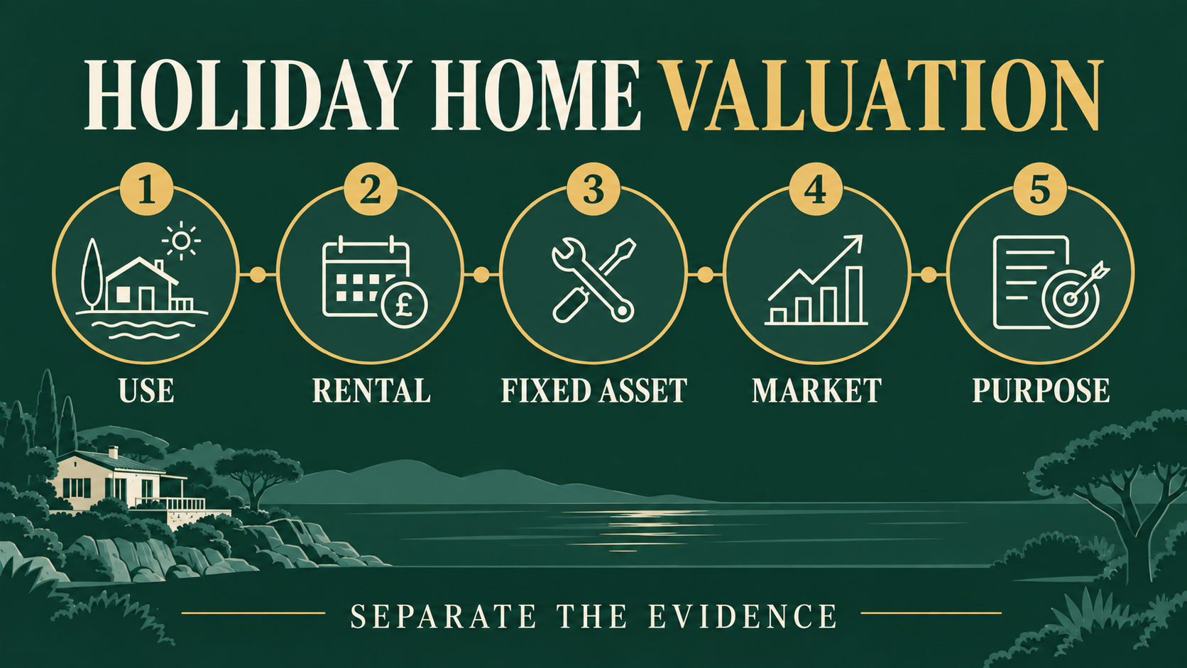 Five holiday-home valuation checks: use, rental, fixed asset, market and purpose