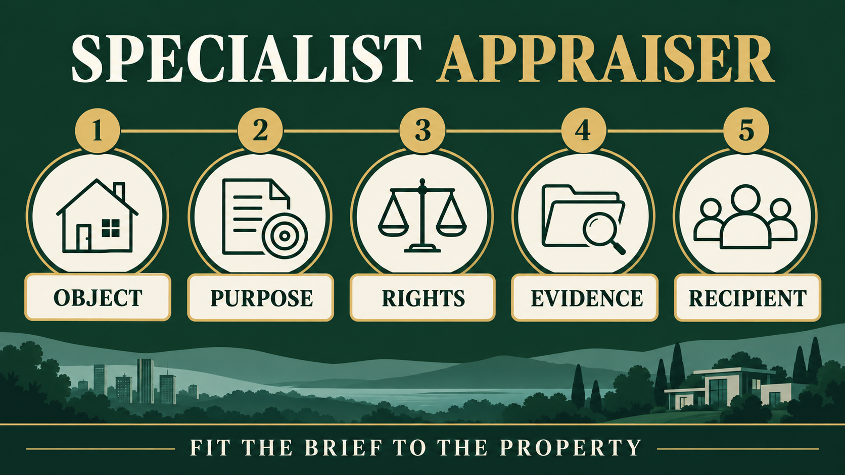 Five checks for choosing a specialist appraiser: object, purpose, rights, evidence and recipient